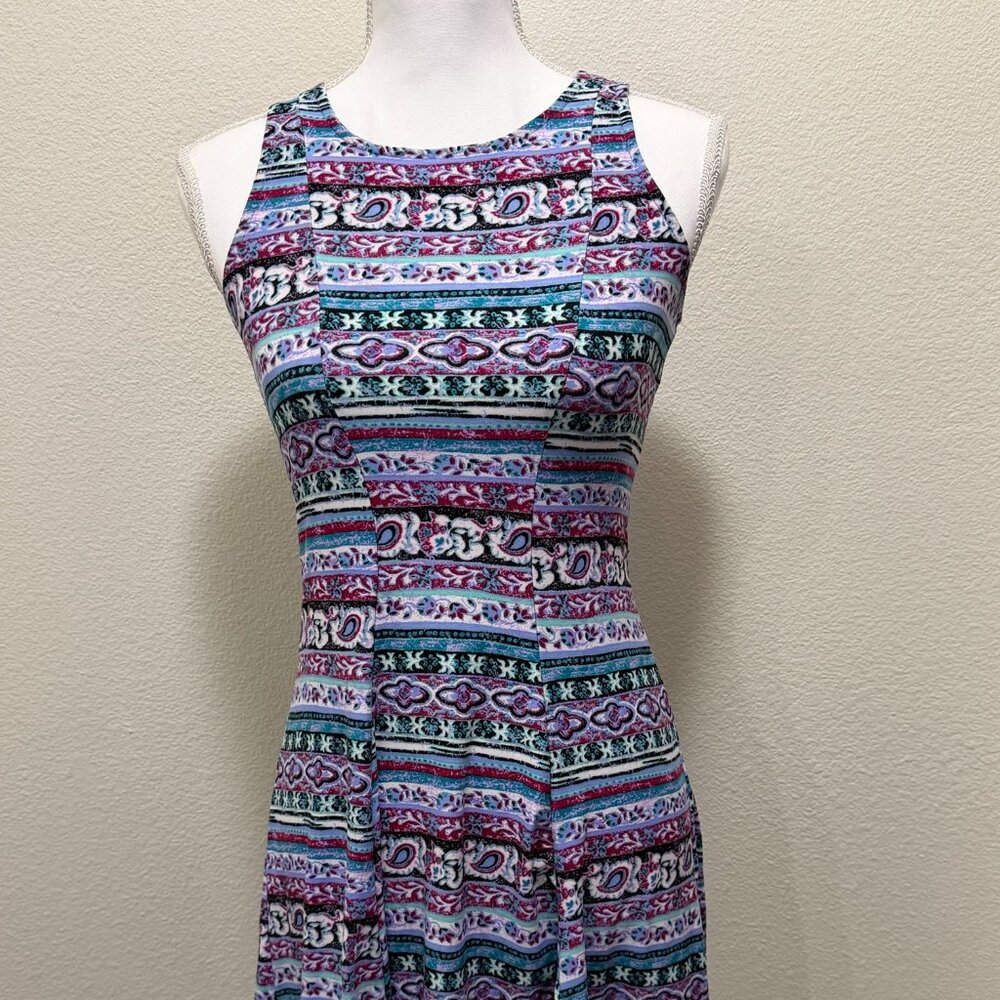 Mudd purple multi color sleeveless mini fit and flare dress, Medium
